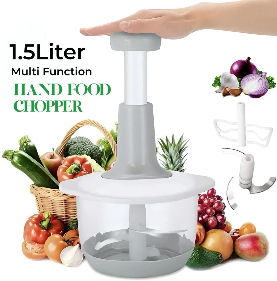 Manual Food Chopper - ABS Plastic Multi-Purpose Kitchen Tool